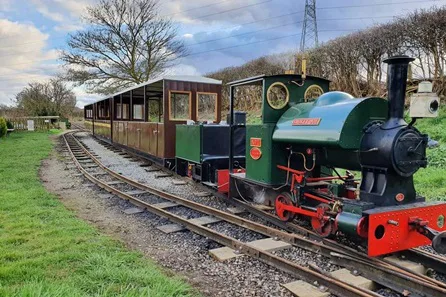 Narrow gauge steam train at Sherwood Forest Railway