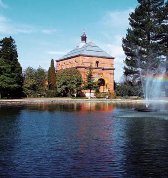 Ornate Victorian pumping station buildings and grounds at Papplewick