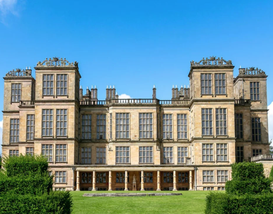 Elizabethan Hardwick Hall and landscaped gardens