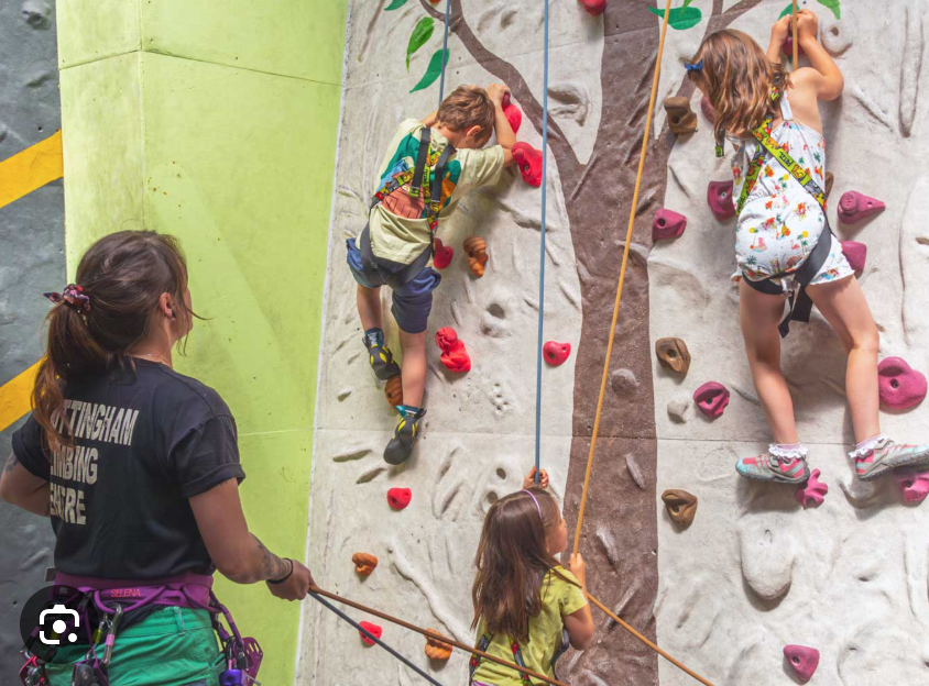 Indoor climbing walls and bouldering area