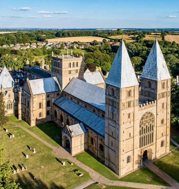 Southwell Minster cathedral exterior in the historic village of Southwell